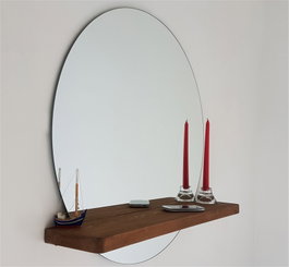 Hanah Home Conjunto de Espejo y Estante SUNSET Nogal